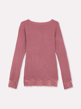 Jadea 4649 maglia in modal e cashmere con polsini in pizzo cameo