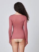 Jadea 4650 maglia in modal e cashmere con scollo a V in pizzo cameo
