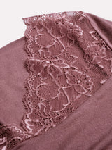 Jadea 4650 maglia in modal e cashmere con scollo a V in pizzo cameo