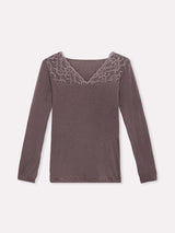 Jadea 4650 maglia mosto in modal e cashmere con scollo a V in pizzo