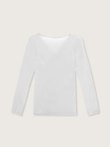 Jadea 4650 maglia perla in modal e cashmere con scollo a V in pizzo
