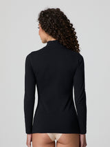 Jadea 4652 maglia collo alto nera con tulle flock in cotone