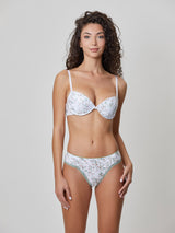 Jadea 4710 Coordinato Push-up e slip stampa floreale bianco serie Cassiopea