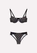 Jadea 4713 Coordinato push-up e brasiliana cuori e pizzo nero serie Persefone