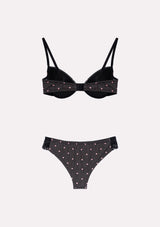 Jadea 4713 Coordinato push-up e brasiliana cuori e pizzo nero serie Persefone