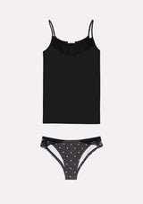 Jadea 4714 Coordinato top e brasiliana cotone e pizzo nero serie Persefone