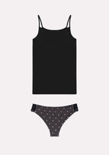 Jadea 4714 Coordinato top e brasiliana cotone e pizzo nero serie Persefone