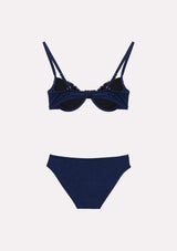 Jadea 4716 Coordinato push-up e slip con trasparenze floreali blu serie Eris
