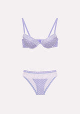 Jadea 4725 Coordinato Push-up e slip cotone a pois con pizzo glicine serie Eco