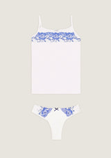 Jadea 4736 coordinato top e brasiliana in cotone e pizzo bianco serie Esperia