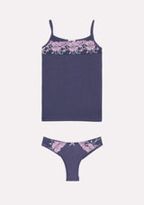 Jadea 4736 coordinato top e brasiliana cotone e pizzo colore mora serie Esperia