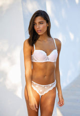 Jadea 4738 reggiseno balconcino a pois con pizzo colore petalo serie Circe