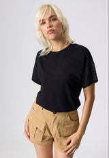 Jadea 4758 t-shirt in cotone con rete laminata colore nero