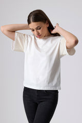 Jadea 4758 t-shirt in cotone con rete laminata colore seta