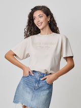 Jadea 4759 t-shirt oversize 100% cotone con stampa frontale colore beige