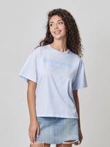 Jadea 4759 t-shirt oversize 100% cotone con stampa frontale colore sky