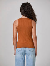 Jadea 4760 canotta a costine a girocollo colore cognac
