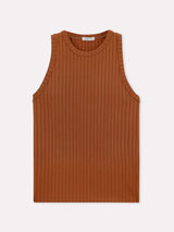 Jadea 4760 canotta a costine a girocollo colore cognac
