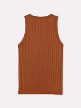 Jadea 4760 canotta a costine a girocollo colore cognac