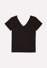 Jadea 4761 t-shirt in viscosa a costine e scollo a v colore nero