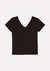 Jadea 4761 t-shirt in viscosa a costine e scollo a v colore nero