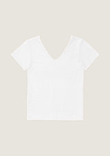 Jadea 4761 t-shirt in viscosa a costine e scollo a v colore seta