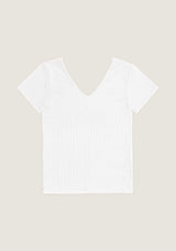 Jadea 4761 t-shirt in viscosa a costine e scollo a v colore seta
