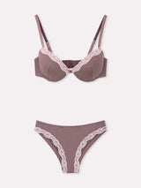 Jadea 4810 coordinato push-up e brasiliana a costine pizzo crepuscolo serie nebula