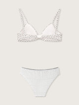 Jadea 4812 coordinato triangolo e slip fantasia mista bianco serie luna