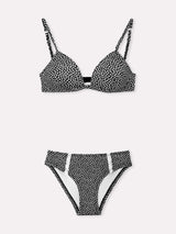 Jadea 4812 coordinato triangolo e slip fantasia mista nero serie luna