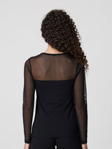 Jadea 4823 maglia effetto velluto con tulle e paillette nero