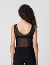 Jadea 4825 canotta in tulle trasparente e glitter nero