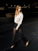 Jadea 4826 pantalone in tulle trasparente e glitter nero