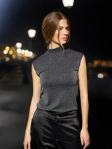 Jadea 4827 canotta in tessuto laminato a costine nero