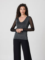 Jadea 4828 maglia in tessuto laminato e costine nero