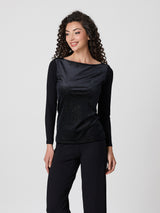 Jadea 4831 maglia effetto velluto e glitter nero