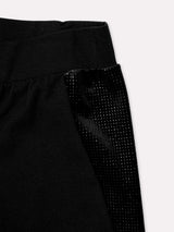 Jadea 4832 pantalone in cotone e bande in velluto e glitter nero
