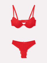 Jadea 4837 coordinato push-up e brasiliana in flock glitter rosso
