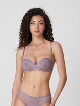 Jadea 4843 reggiseno fascia senza ferretto pizzo floreale malva serie zefiro