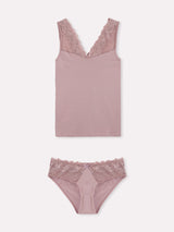 Jadea 4844 coordinato canotta e slip pizzo floreale malva serie zefiro