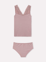 Jadea 4844 coordinato canotta e slip pizzo floreale malva serie zefiro