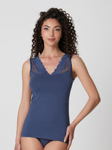 Jadea 4844 coordinato canotta e slip pizzo floreale oceano serie zefiro