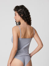 Jadea 4847 coordinato top e brasiliana pizzo trasparente grigio serie eterea