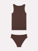 Jadea 4850 coordinato canotta e slip con ricami floreali uvetta serie rugiada