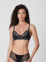 Jadea 4852 balconcino sfoderato in pizzo floreale nero serie alisea