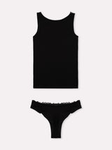 Jadea 4853 coordinato canotta e brasiliana pizzo floreale nero serie alisea