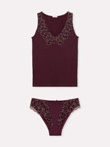 Jadea 4856 coordinato canotta e slip con pizzo prugna serie velaria