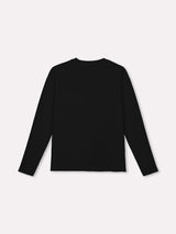 Jadea 4857B maglia donna girocollo manica lunga cotone tinta unita scritta nero