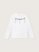 Jadea 4857B maglia donna girocollo manica lunga cotone tinta unita scritta latte