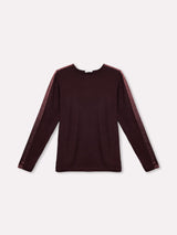 Jadea 4859 maglia donna girocollo viscosa tinta unita e fascia laminata vinaccia